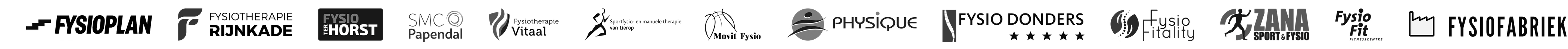 Logo's van fysiopraktijken en sportprofessionals die Nordbelt gebruiken