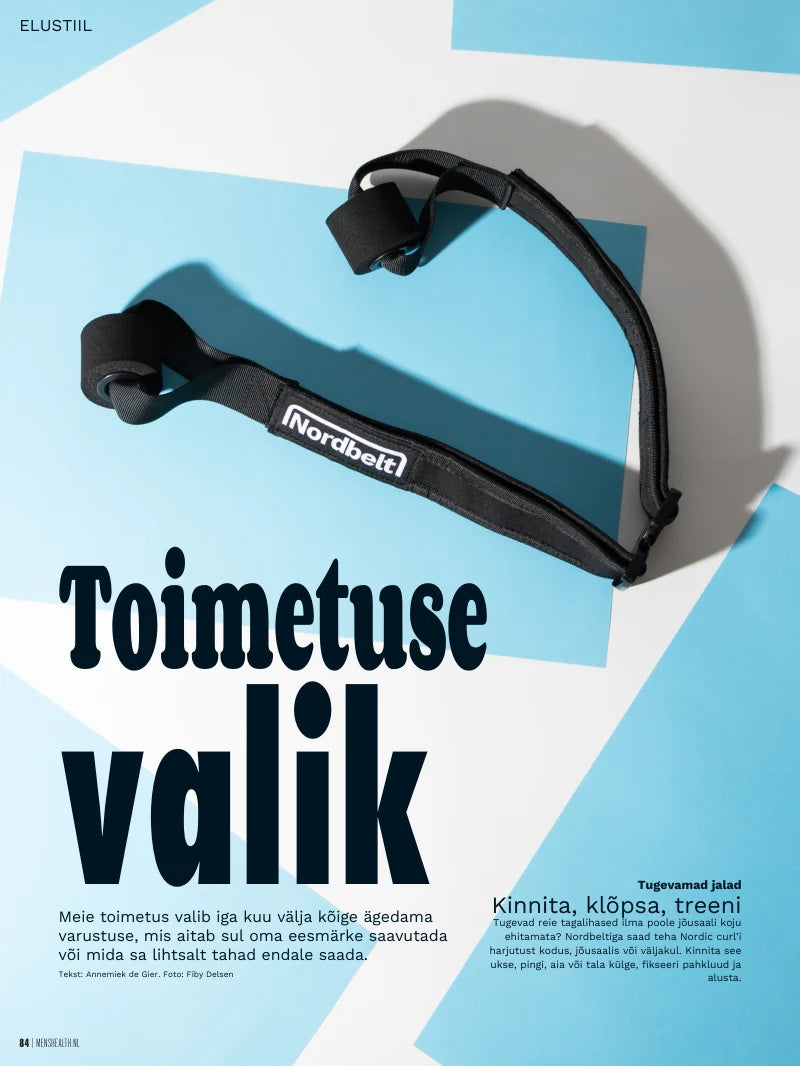 Men’s Healthi Hollandi väljaande Nordbelti lehekülje eestikeelne tõlge, lehekülg 84: Toimetuse valik, Kinnita, klõpsa, treeni.
