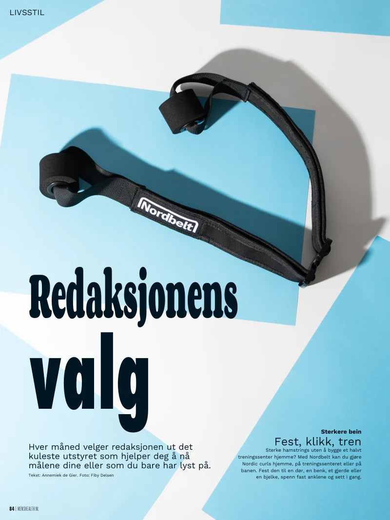 Norsk oversettelse av Nordbelt-siden i Men’s Health Nederland, side 84: Redaksjonens valg, Fest, klikk, tren.